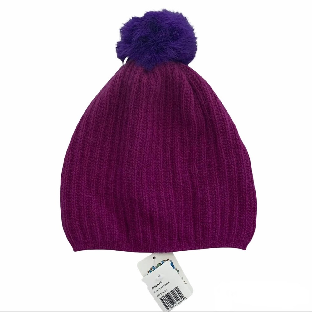 Portolano Cashmere/Extra Fine Wool/Silk Blend Beanie with Real Rabbit Fur